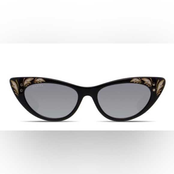 Gucci Accessories - Gucci Black Cat Eye Sunglasses Silver Mirror Lenses GG0089S